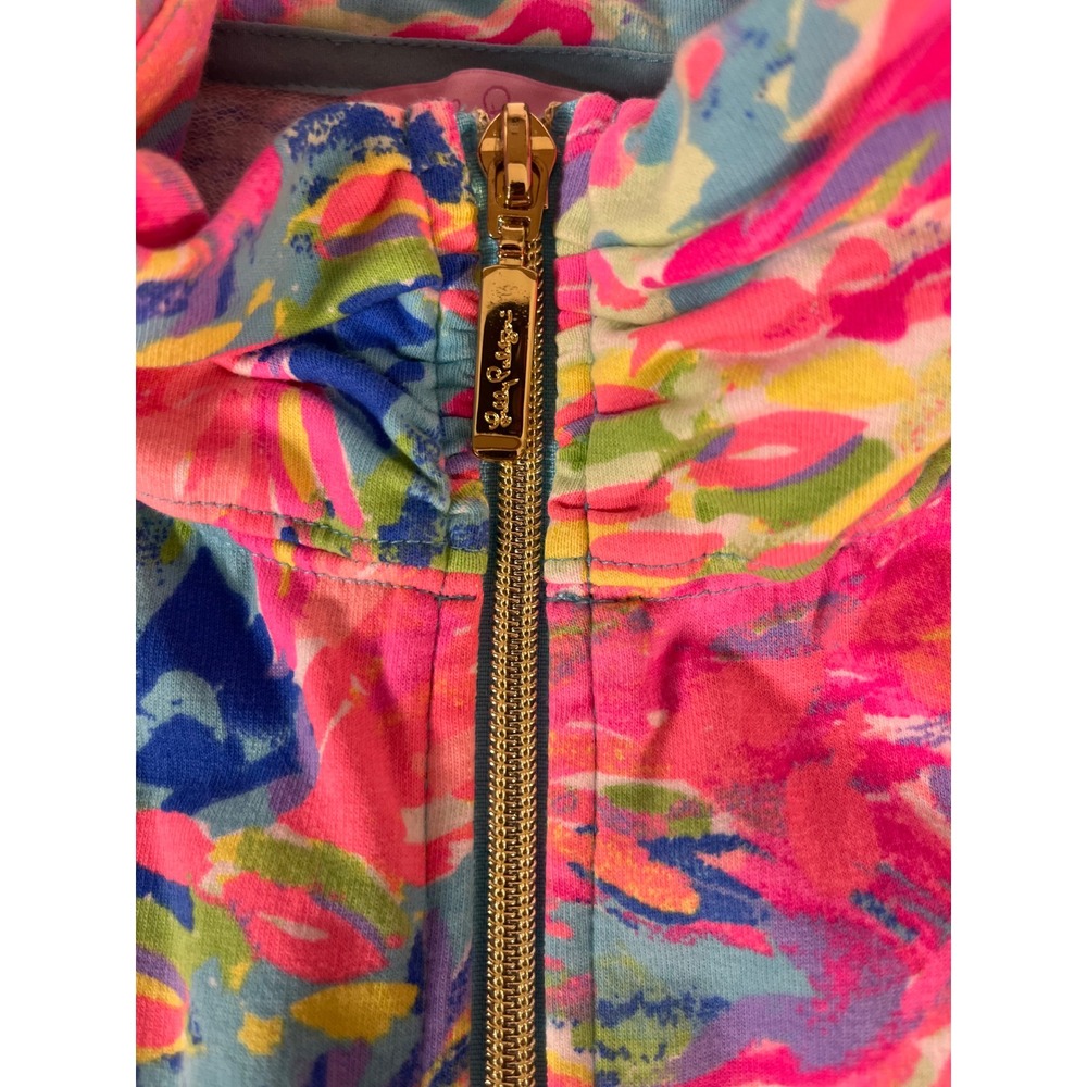 Lilly Pulitzer Full Zip Sweatshirt Womens Small Pink Blue Abstract - Picture 3 of 6
